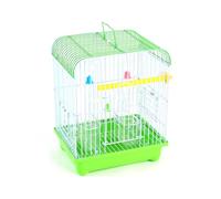 Small Portable Bird Cage, Accessories Perch, 2 Food Bowls, Swing, Parrot Cage For Canaries, Budgies, Finches, Small Birds, Durable Metal Frame, Perfect for Travel, 22cm X 27cm X 16cm (Green)