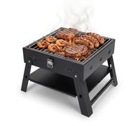 Small Portable Charcoal BBQ Grill: Table Top Mini Foldable Barbecue Grills for Beach, Birthday Gift for Men Dad Husband