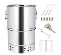 Small Portable Charcoal Grill, 360° Stainless Steel BBQ Grill Barrel with Oil-Carbon Separation, 26cm/10.2in Diameter, for Backyard BBQs