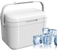 Small Portable Insulated Hard Cooler Box for Party, Camping, Beach and Outdoors (White)