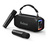Small Portable Karaoke Machine for Adults with 2 Wireless Microphones, 40W Peak, Portable Bluetooth Speaker with Microphone and Lights, Four Magic Sound Effects for Kids