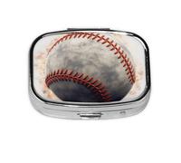 Small Portable Pill Box 2 Compartments Metal Pill Holder Pill Vitamin Holder Cute Baseball Organizer for Wallet Pocket