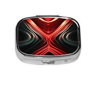 Small Portable Pill Box with 2 Compartments Metal Pill Organizer Pill and Vitamins Cute Red Line Travel Pill Box Pocket Wallet