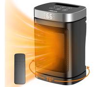 Small Portable Space Heater for Indoor Use - with 70°Rotating Feature, 1500W PTC Electric Heater, Rapid and Safe Heating, Remote Control, 1-12 Hr Timer for Bedroom, Office, ent.
