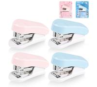 Small Portable Stapler with 400 Standard 26/6 Staples, 4 Pack Mini Cute Manual Table Stapler, 2-20 Sheet Capacity for Schools Workplaces Families