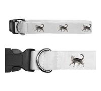 Small 'Prancing Gray Tabby Cat' Dog Collar (PR00059523)