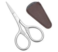 Small Precision Scissors Moustache Scissors Stainless Steel Multi-Purpose Vintage Beauty Grooming Kit Professional Beauty Mini Scissor For Facial Hair Eyebrow Eyelash Beard Moustache With Leather Case