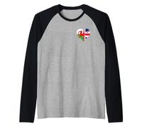 Small Proud Welsh Flag and Cool Union Jack A Wales UK Pride Raglan Baseball Tee