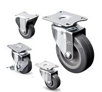 Small PU Casters Wheel with Side Brake for Furniture Wheel 1 Inch 1.5inch 2inch Mute 2Pcs Casters(1.5inch Brake)