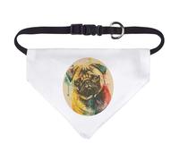Small 'Pug Portrait' Dog/Cat/Pet Bandana (PD00063445)