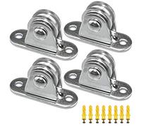Small Pulley Block Silent Pulley Wheel Heavy Duty Fixed Pullies Loading 176 lb for Cord Material Handling Moving and DIY Project Wall Ceiling Mount Pulleys (4 Pack)