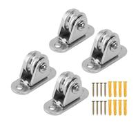 Small Pulley Block, Stainless Steel Fixed Pulley Roller, Silent Wall Mounted Pulley for Wire Rope Rail Sliding Gate DIY Equipment with 176 lbs Load Capacity (4 Sets)