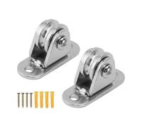 Small Pulley Block, Stainless Steel Fixed Pulley Roller, Wall Mounted Silent Pulley for Wire Rope Rail Sliding Gate DIY Equipment with 176 lbs Load Capacity (2 Sets)