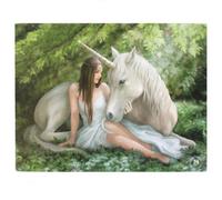 Small Pure Heart Unicorn And Druid Magical Wall Canvas Print Plaque By Anne Stokes. H19 Cm. Mounted On A Wooden Frame.