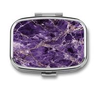 Small Purple Marble Pill Organizer with Two Compartments, Metal Pill Case, Portable Medicine Organizer, Medicine Holder, Pill Container