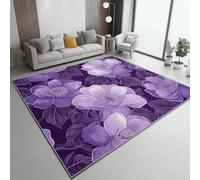 Small Purple Rugs 60x90 cm - Beautiful Floral Line Printed Area Rugs Soft Non Slip Washable Modern Sofa Floor Carpets For Living Room Bedroom Lounge Dining Room