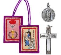 Small Purple Scapular Marie Julie Jahenny of Benediction and Protection Catholic Necklace Escapulario Morado, S, Fabric, No Gemstone