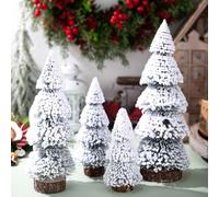 Small PVC Christmas Tree with Snow Effect - Artificial Cedar for Table Top & Desktop Decoration with Wooden Base, Realistic Needles for Festive Atmosphere in the Office or Living Room, 16-32 cm
