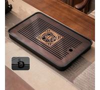 Small PVC Tea Tray for Kung Fu Tea Set - 36 X 24 Cm Drainage Storage Tray Having Smooth Edges Quick-Drain Pattern Removable for Simple Cleaning - Household Tea Gadget(B)