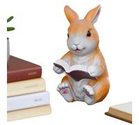 Small Rabbit Figurines | Hand Painted Cute Resin Animal Figures | A Sitting Rabbit Reading A Book Figurine | Suitable Decoration for Bookcase, Bedside Table, Office Desk, Windowsill, Study and
