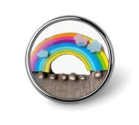 Small Rainbow Badge Holder Personalized Metal Button Pin Fashion Round Badge with Pattern Pin DIY Button Badges Exquisite Brooch Crafts Gift Clothes Decorative Pins