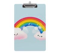 Small Rainbow Clipboard, A4 Acrylic Clipboard with Hanging Hole, Ultra-Light Clip Board - Holds 100 Sheets, Shatterproof Document Holder for Office, 12.5" X 8.5"