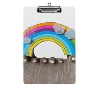 Small Rainbow Clipboard, A4 Acrylic Clipboard with Hanging Hole, Ultra-Light Clip Board - Holds 100 Sheets, Shatterproof Document Holder for Office, 12.5" X 8.5"