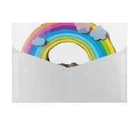 Small Rainbow File Folder 6-Pocket, Waterproof Accordion File Organizer with Snap Closure, Expanding Document Holder for Office, Home