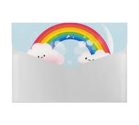 Small Rainbow File Folder 6-Pocket, Waterproof Accordion File Organizer with Snap Closure, Expanding Document Holder for Office, Home