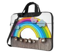 Small rainbow Laptop Tote Bag for Men Women Laptop Sleeve Shoulder Briefcase Messenger Computer Bag, Black, 14 inch