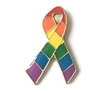 Small Rainbow LGBT Gay Pride Bar Scarf Ribbon Pin Badge - Gold Plated
