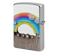 Small Rainbow Lighter Case Metal Protective Cover with Double-Sided Art Design, Cool Lighters Pouch Shockproof Lighter Cover for Men Women Gifts, Lighters Not Included