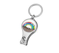 Small Rainbow Nail Clipper Curved Blades with Nail File Sharp and Sturdy,Nail Clippers for Salon Home Nail Art, Toenail Clippers Pedicure Tools for Feet for Men & Women