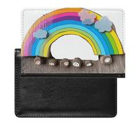 Small Rainbow Passport Holder with 3 Card Slots, Portable PU Leather Travel Wallet, Slim Protective Cover for Passport, ID, Credit Cards