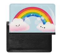 Small Rainbow Passport Holder with 3 Card Slots, Portable PU Leather Travel Wallet, Slim Protective Cover for Passport, ID, Credit Cards
