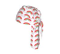 Small rainbow Print Cycling Headwrap Under Helmet Skull Cap Sweat Wicking Quick Dry for Patriotic Event Gift