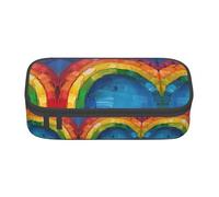Small rainbow Print Fashionable Functional Pencil Case Convenient Daily Use Storage Makeup Toiletries