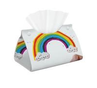 Small rainbow printing Printed Long Tissue Box Cover Leather Modern Tissue Case Tissue Box Holder for Home Office Decor Bathroom Car