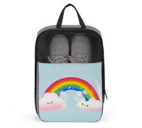 Small Rainbow Shoe Bag Waterproof & Breathable Shoe Pouch for Travel, Portable Carry Case for Sports Sneakers, Gym, Vacation