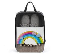 Small Rainbow Shoe Bag Waterproof & Breathable Shoe Pouch for Travel, Portable Carry Case for Sports Sneakers, Gym, Vacation