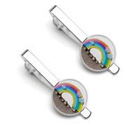 Small Rainbow Tie Clip Set Personalized Tie Clips for Men Business Fashion Designs,Tie Bar for Wedding Anniversary Business