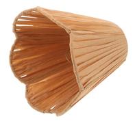 Small Rattan Clip-on Lamp Shade, Scalloped Woven Boho Bedroom Light | Handwoven Texture, Wave Pattern Illumination, Gentle Indoor Glow, Space-saving Fit, Farmhouse Styling, Helps Minimise Eye