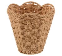 Small Rattan Lampshade Scalloped Handwoven Cover for Nightstand Reading | Boho Farmhouse Texture, Softens Direct Light, Space-saving Design, Easy-clean Surface, Suited to Bedrooms and Nightly Reading