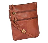 Small Real Leather Pouch Cross Body Travel Purse Sling Shoulder Organiser Bag Beijing (Brown)