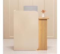 Small Reception Desk, Front Desk Reception Counter with LED Lights and Lockable Drawer, L-shap Checkout Counter, For Checkout Office, Beauty Salon, Lobby