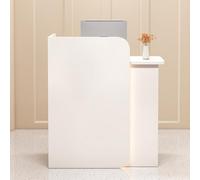 Small Reception Desk, Front Desk Reception Counter with LED Lights and Lockable Drawer, L-shap Checkout Counter, For Checkout Office, Beauty Salon, Lobby