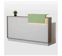 Small Reception Desk with LED Lights, Lockable Drawer, Modern Front Desk for Office, Lobby, Beauty Salon - 39.3x19.6x39.3in (B4)