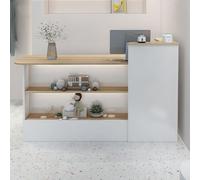 Small Reception Desk with Lockable Drawer - Retail Checkout Counter for Beauty Salon & Reception Room Easy Assembly Stylish White Finish 120x50x100CM
