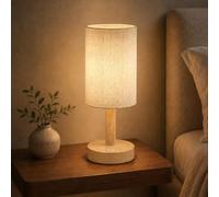 Small Rechargeable Cordless Touch Bedside Table Lamp, Light Oak, 1-Pack | 2000mAh Battery, Soft Linen Glow for Bedroom and Living Room, 3 Colour Temperatures, Stepless Dimming and Brightness Memory