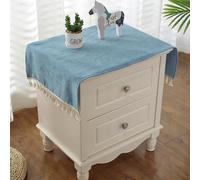 Small Rectangular Bedside Tablecloth for Nightstand Solid Color End Table Cover Cloth Soft Chenille Fabric Dust Cover Suitable for Bedside Table TV Microwave Washing Machine Refrigerator Blue